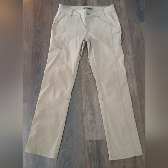 PrAna Women’s Stretch Zion Mid Rise Pant Tan Roll Up Hiking Outdoor Size 8 - Picture 5 of 12
